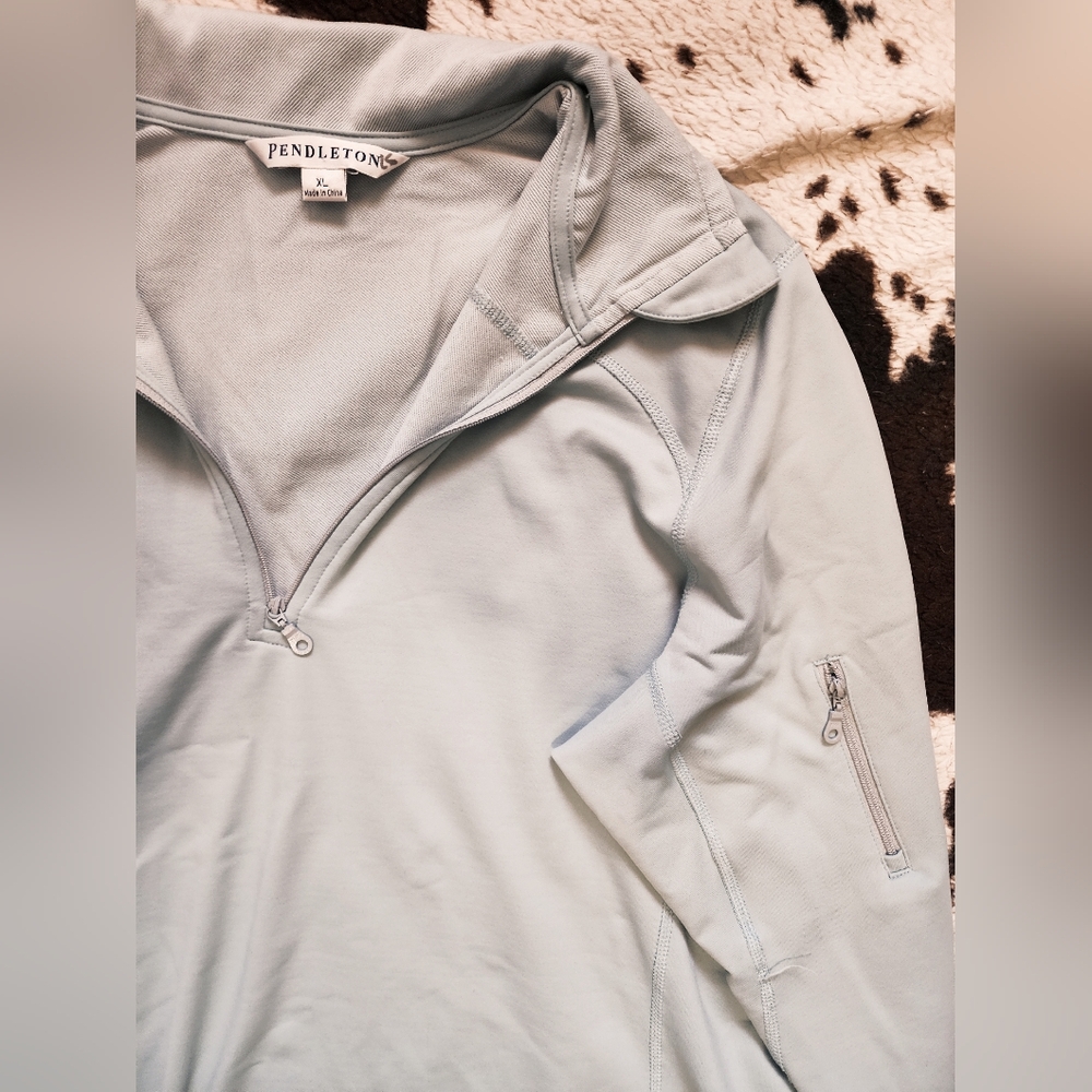 "PENDLETON" WOMEN'S THREE QUATER ZIP UP - ICY BLUE - Picture 3 of 4